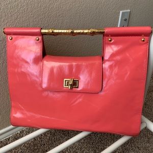 Vintage-Inspired Coral Leather Trina Turk Handbag